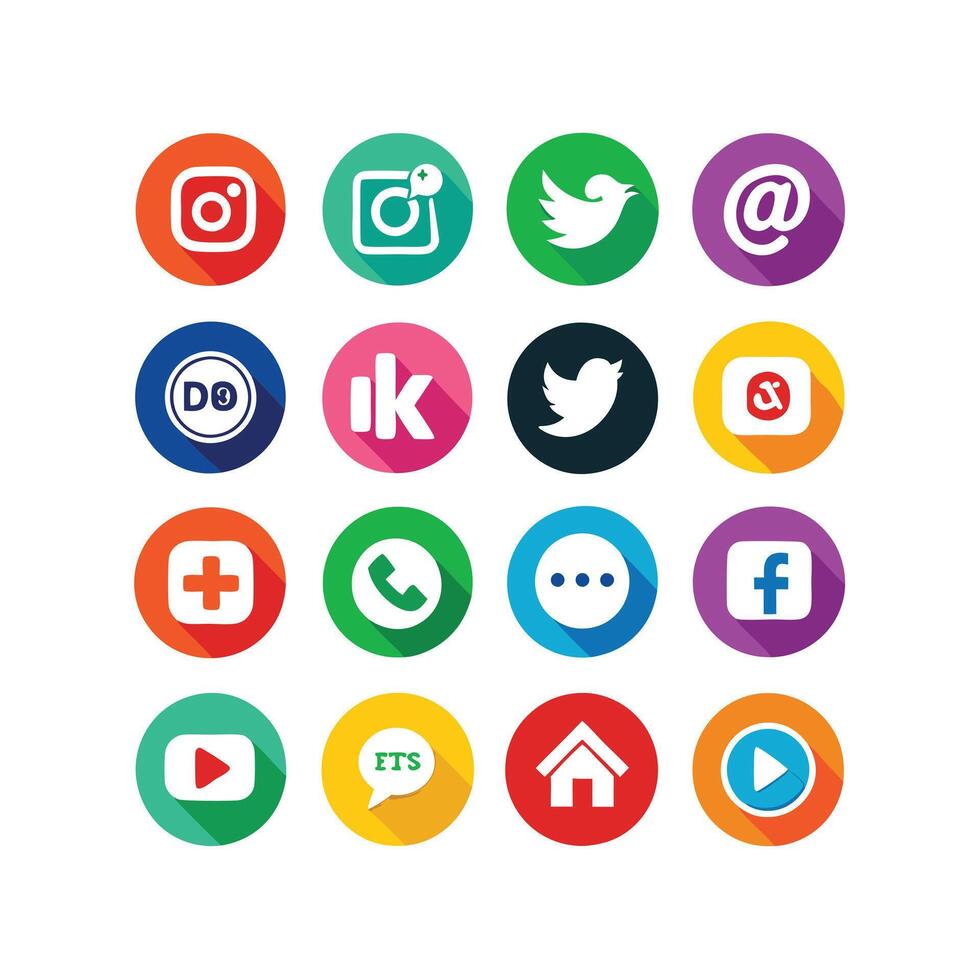 Social Media Icon Set Collection for websites and mobile applications. vector