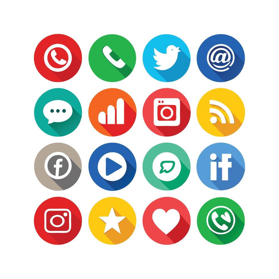 Social Media Icon Set Collection for websites and mobile applications. vector