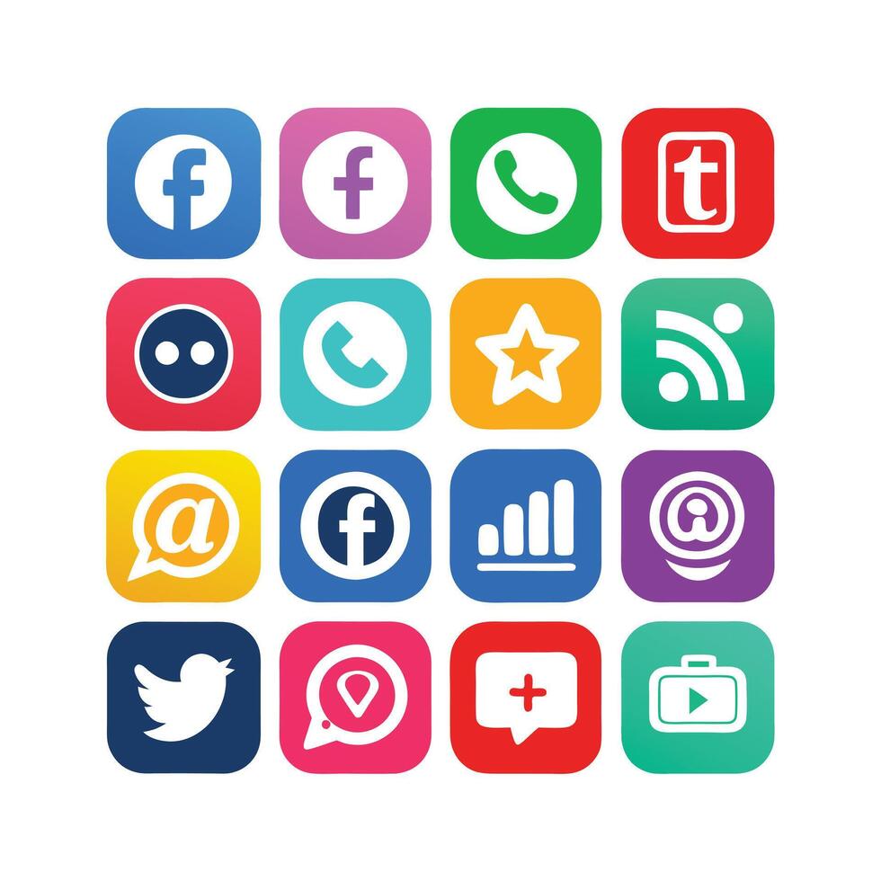 Social Media Icon Set Collection for websites and mobile applications. vector
