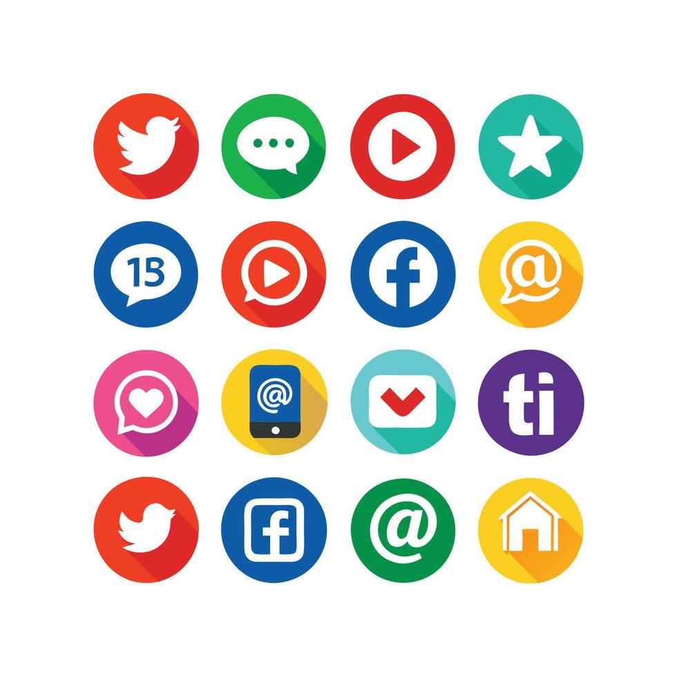 Social Media Icon Set Collection for websites and mobile applications. vector