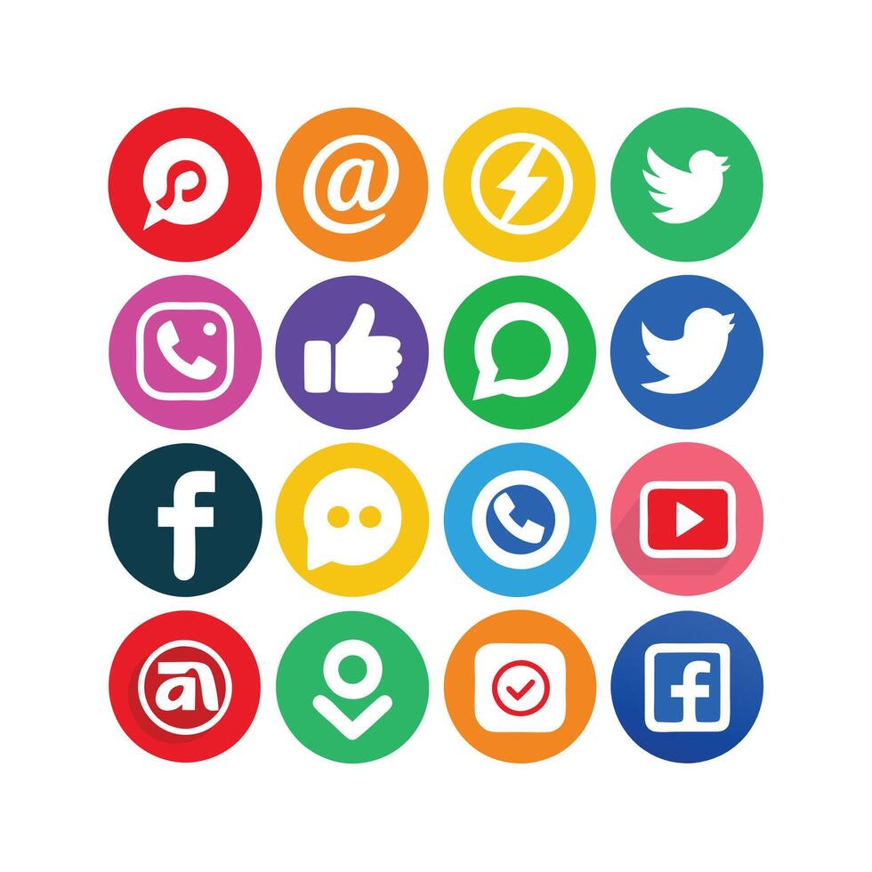 Social Media Icon Set Collection for websites and mobile applications. vector