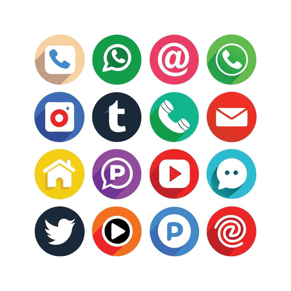 Social Media Icon Set Collection for websites and mobile applications. vector