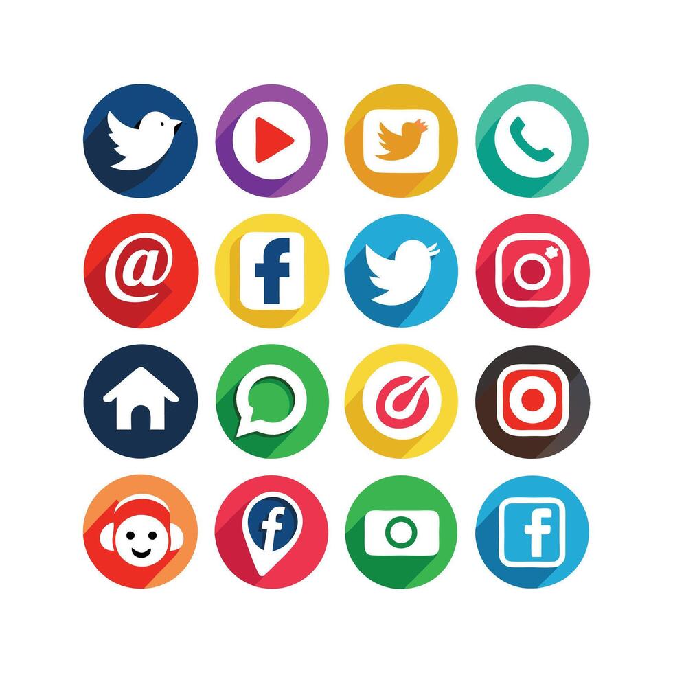Social Media Icon Set Collection for websites and mobile applications. vector
