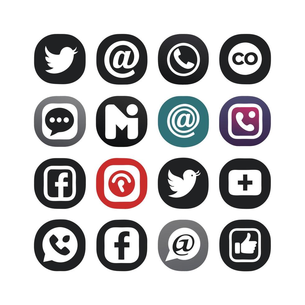 Social Media Icon Set Collection for websites and mobile applications. vector
