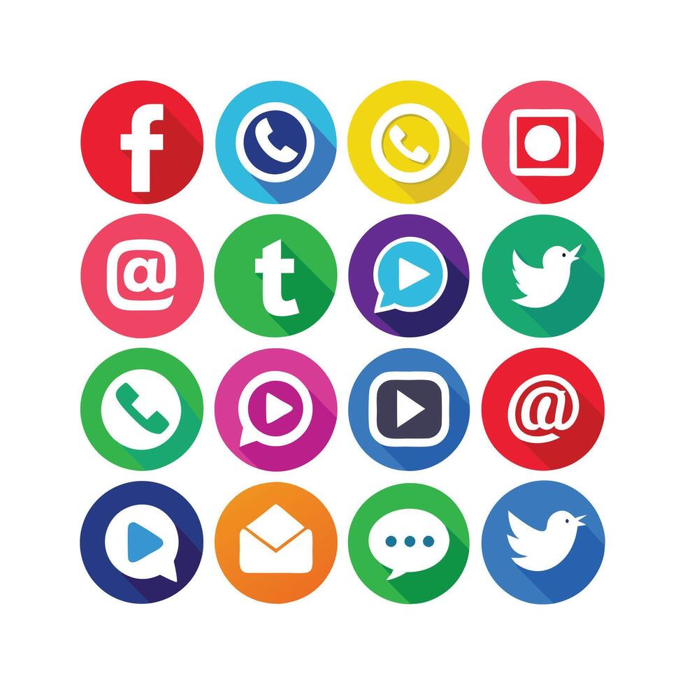 Social Media Icon Set Collection for websites and mobile applications. vector