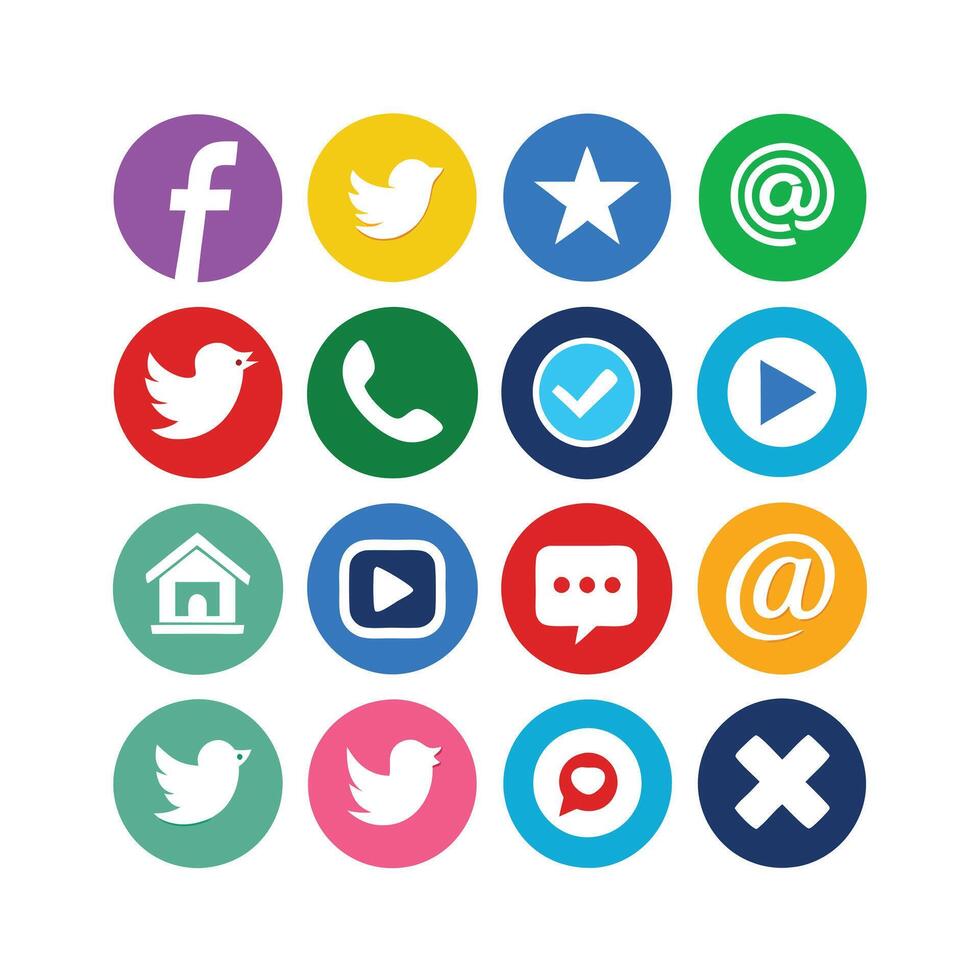 Social Media Icon Set Collection for websites and mobile applications. vector