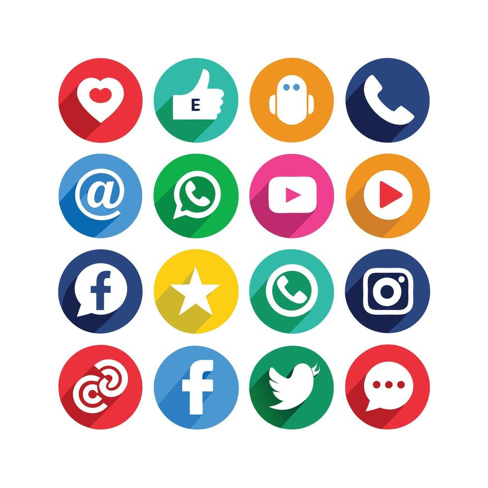 Social Media Icon Set Collection for websites and mobile applications. vector