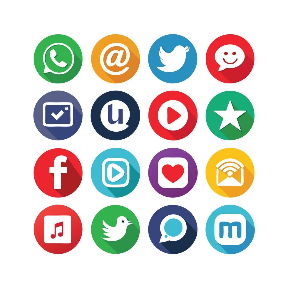 Social Media Icon Set Collection for websites and mobile applications. vector