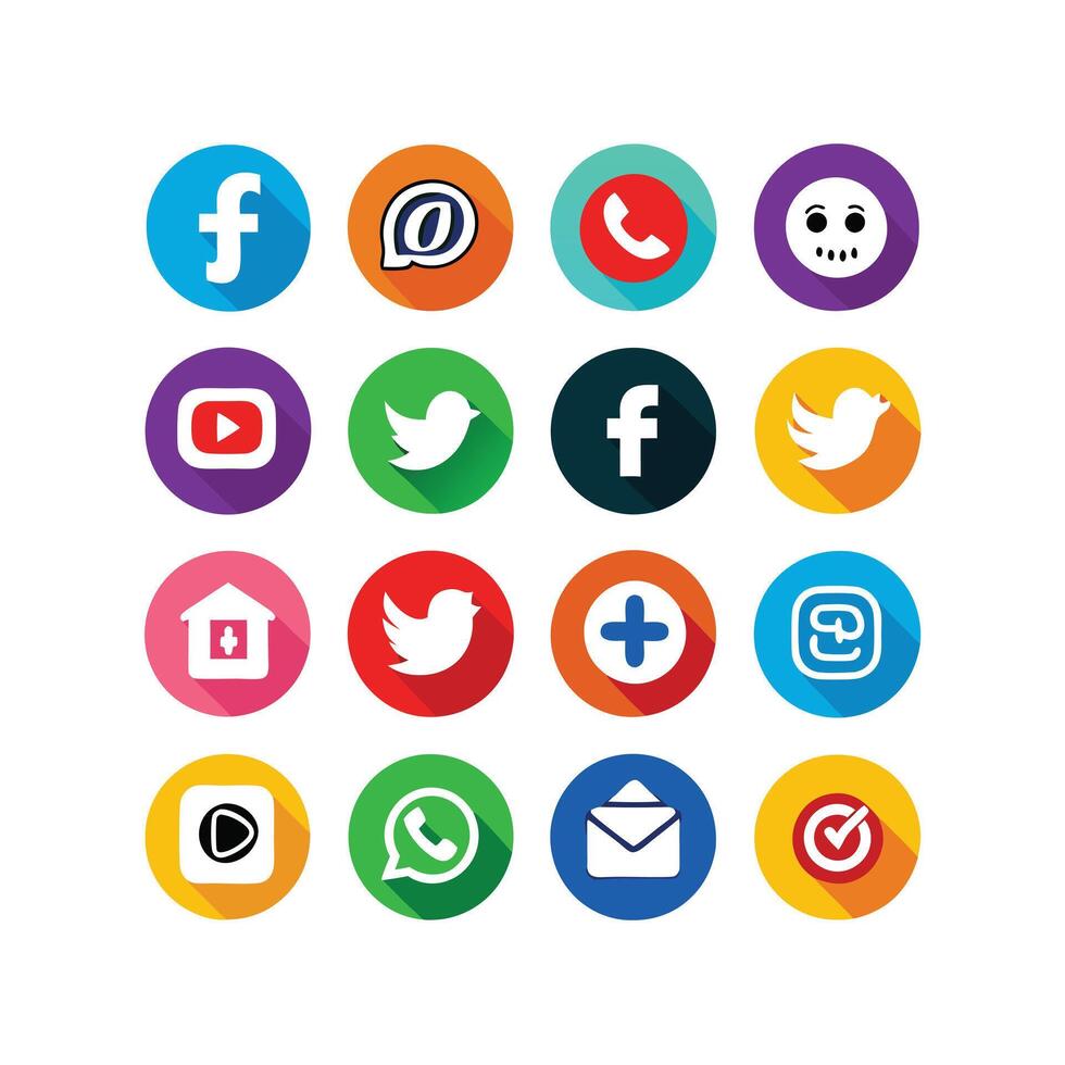 Social Media Icon Set Collection for websites and mobile applications. vector