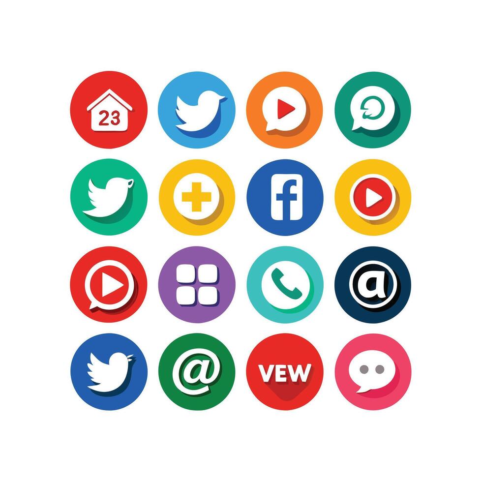 Social Media Icon Set Collection for websites and mobile applications. vector