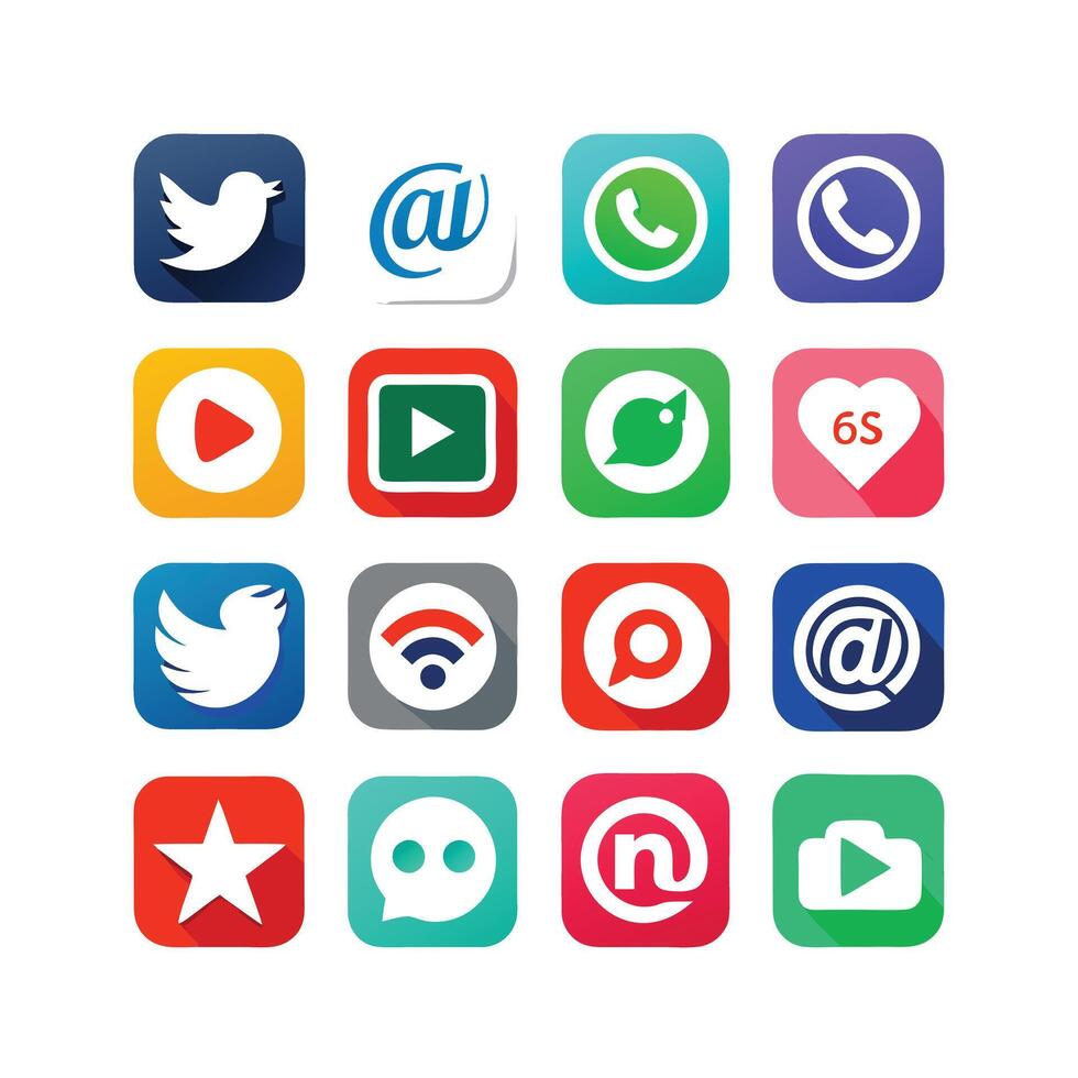 Social Media Icon Set Collection for websites and mobile applications. vector