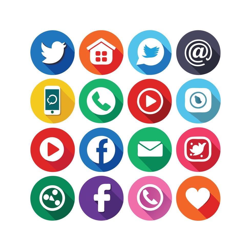 Social Media Icon Set Collection for websites and mobile applications. vector