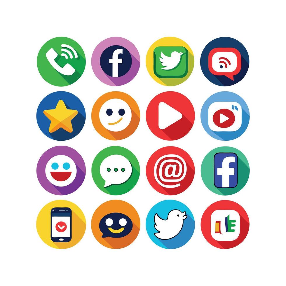 Social Media Icon Set Collection for websites and mobile applications. vector