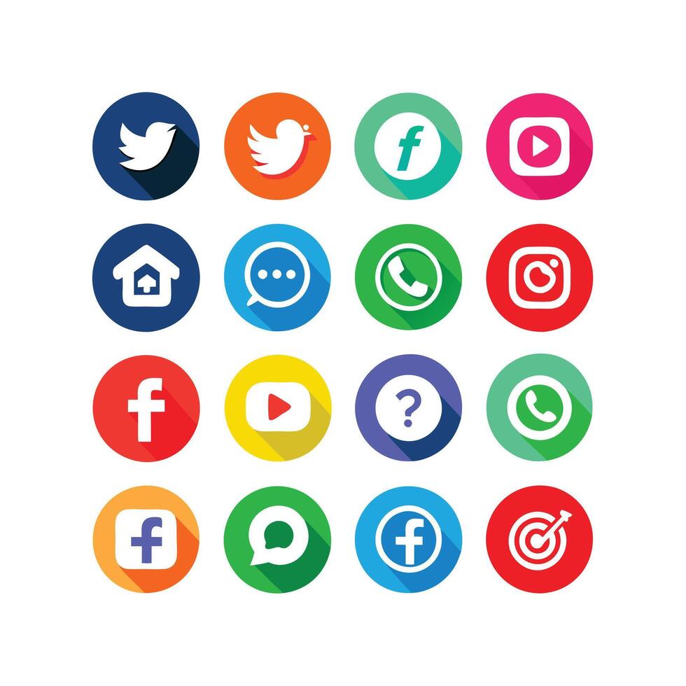 Social Media Icon Set Collection for websites and mobile applications. vector