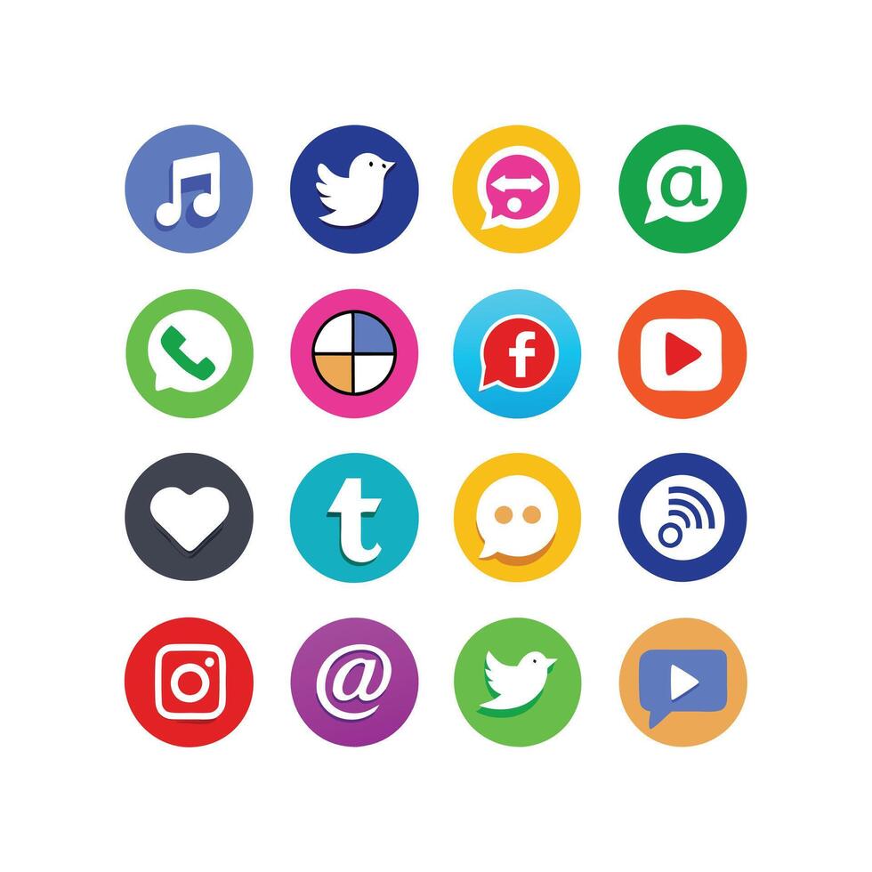 Social Media Icon Set Collection for websites and mobile applications. vector