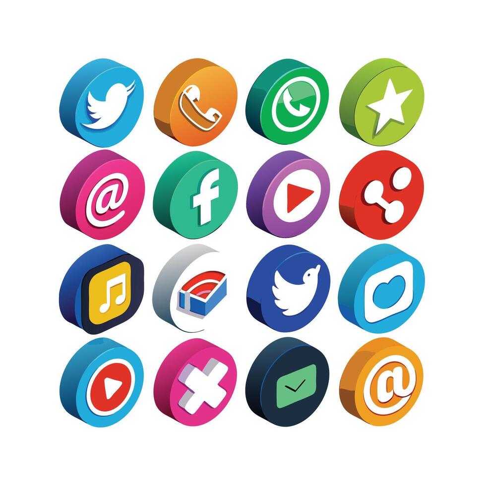 Social Media Icon Set Collection for websites and mobile applications. vector