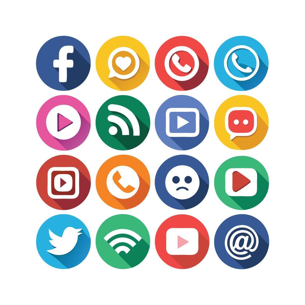 Social Media Icon Set Collection for websites and mobile applications. vector
