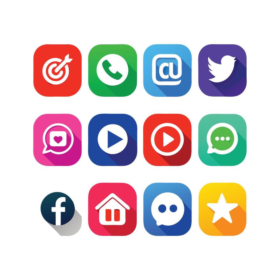 Social Media Icon Set Collection for websites and mobile applications. vector