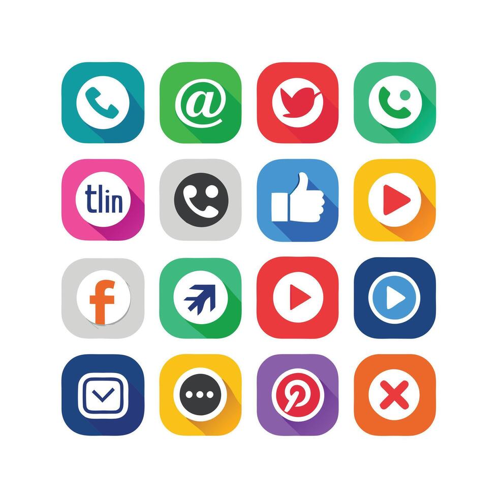 Social Media Icon Set Collection for websites and mobile applications. vector