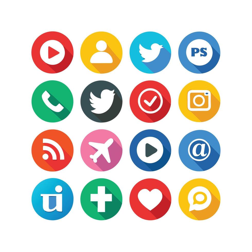 Social Media Icon Set Collection for websites and mobile applications. vector