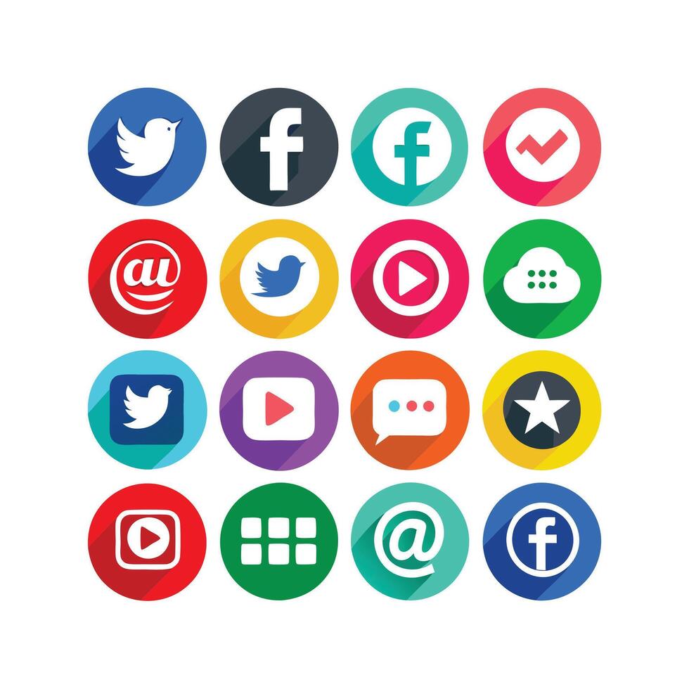 Social Media Icon Set Collection for websites and mobile applications. vector