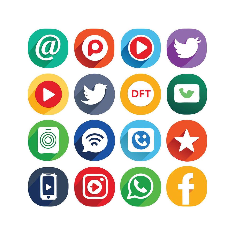 Social Media Icon Set Collection for websites and mobile applications. vector