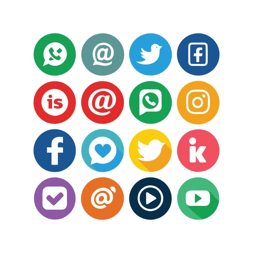 Social Media Icon Set Collection for websites and mobile applications. vector