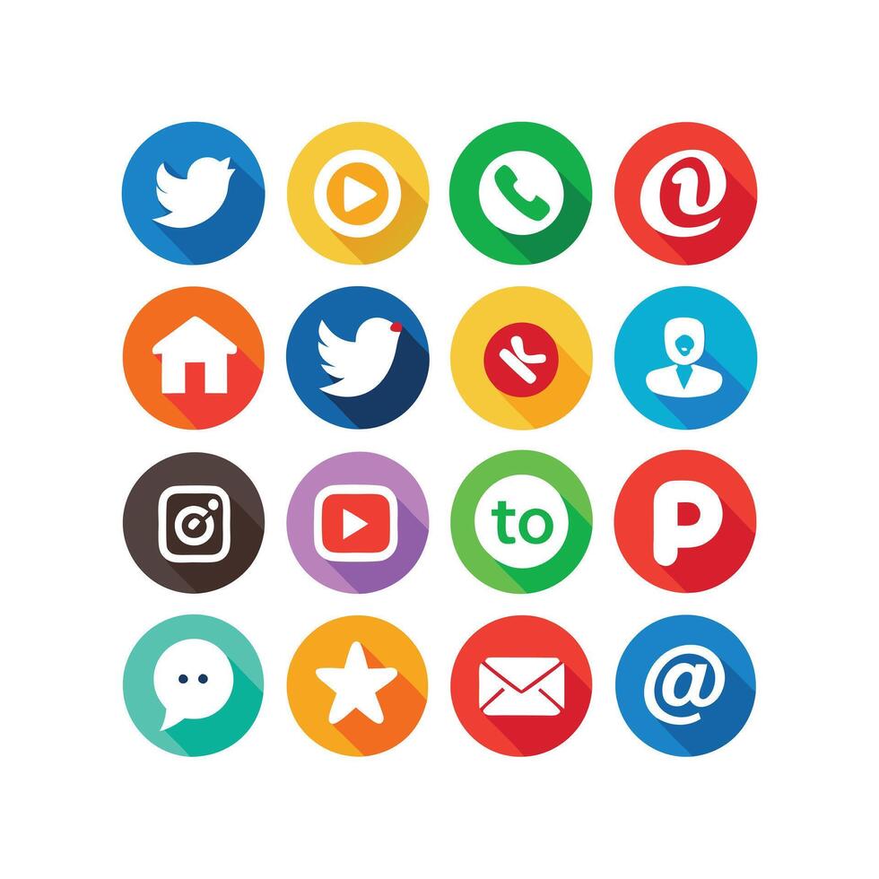 Social Media Icon Set Collection for websites and mobile applications. vector
