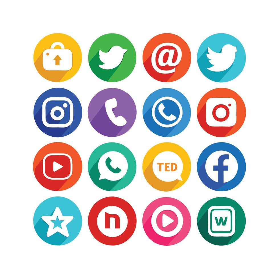 Social Media Icon Set Collection for websites and mobile applications. vector