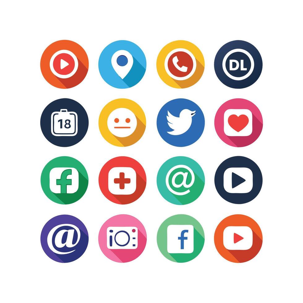 Social Media Icon Set Collection for websites and mobile applications. vector