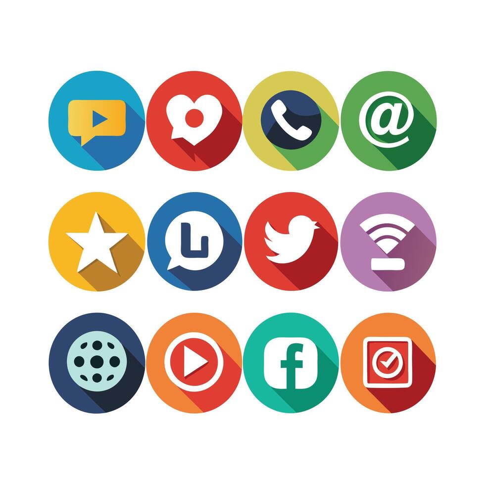 Social Media Icon Set Collection for websites and mobile applications. vector
