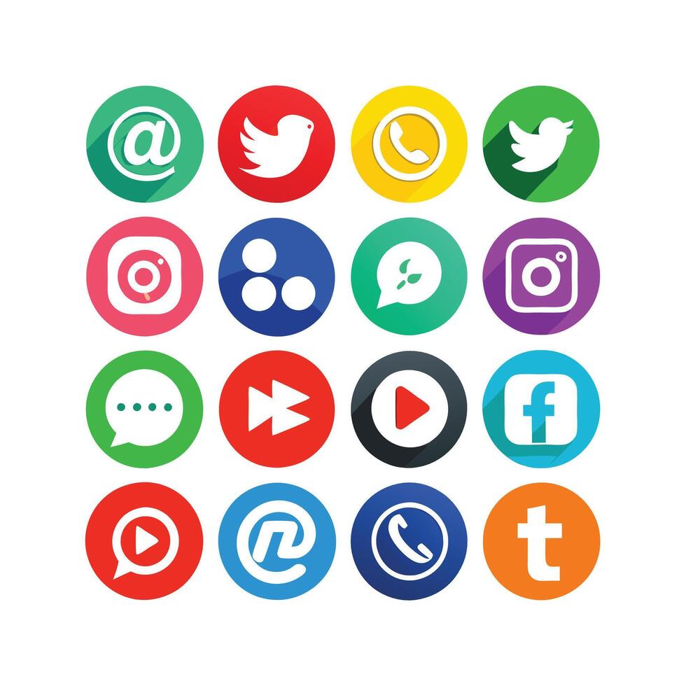 Social Media Icon Set Collection for websites and mobile applications. vector