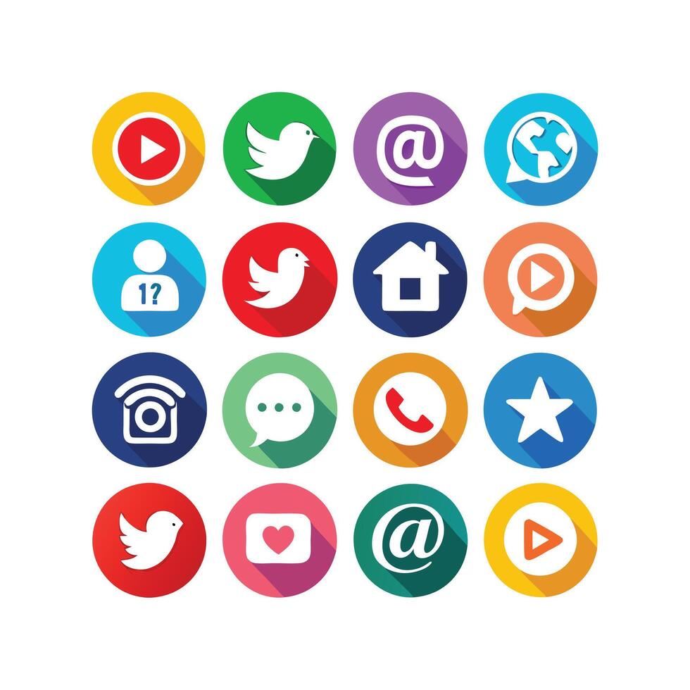 Social Media Icon Set Collection for websites and mobile applications. vector