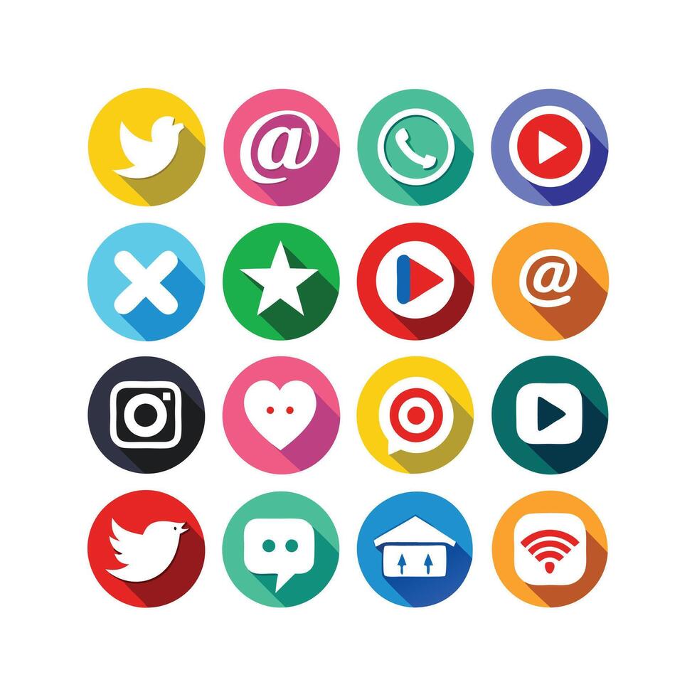 Social Media Icon Set Collection for websites and mobile applications. vector