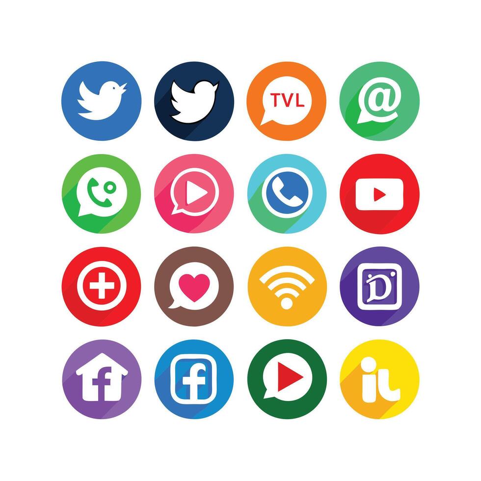 Social Media Icon Set Collection for websites and mobile applications. vector
