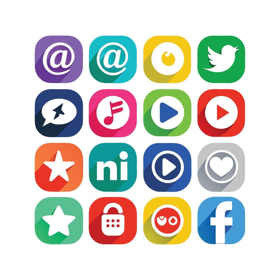 Social Media Icon Set Collection for websites and mobile applications. vector