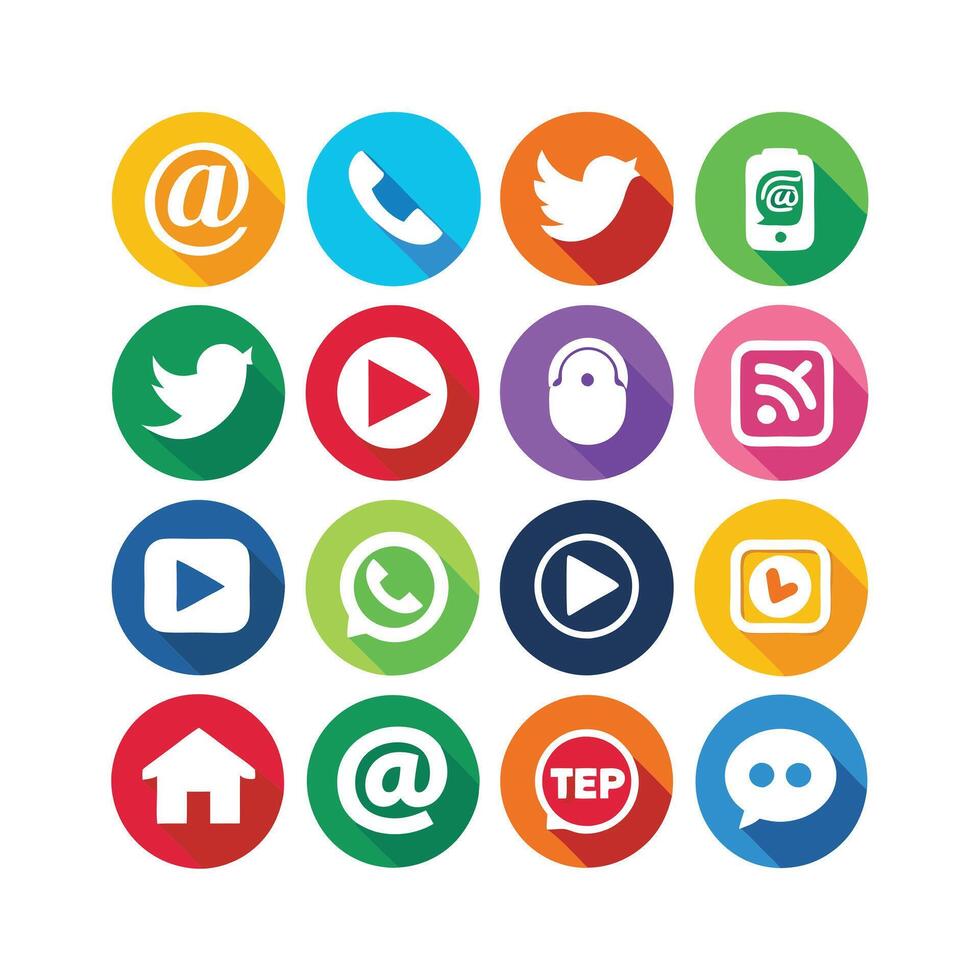 Social Media Icon Set Collection for websites and mobile applications. vector