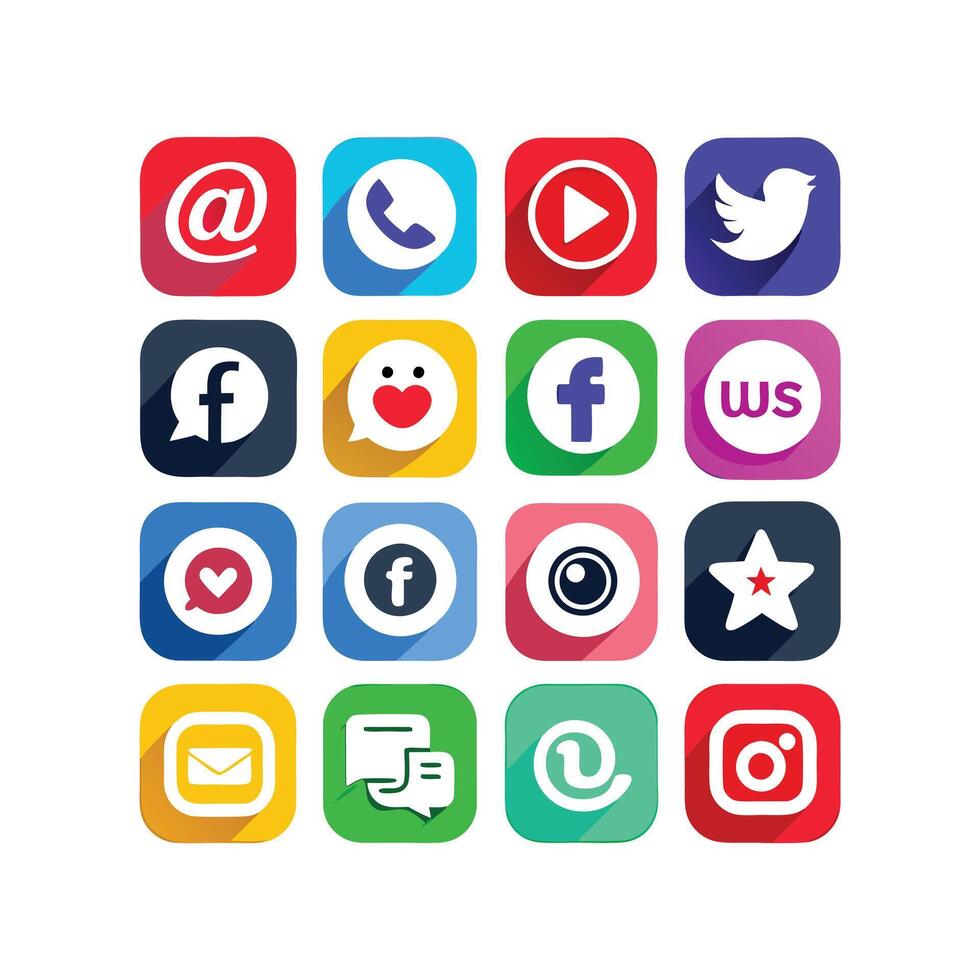 Social Media Icon Set Collection for websites and mobile applications. vector