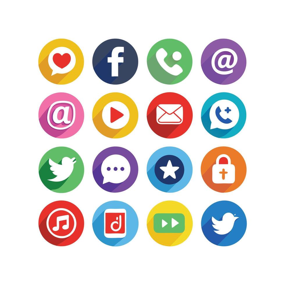 Social Media Icon Set Collection for websites and mobile applications. vector