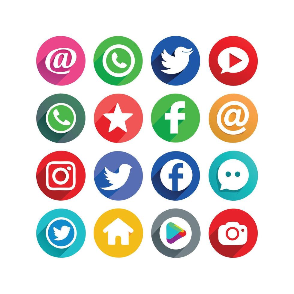 Social Media Icon Set Collection for websites and mobile applications. vector