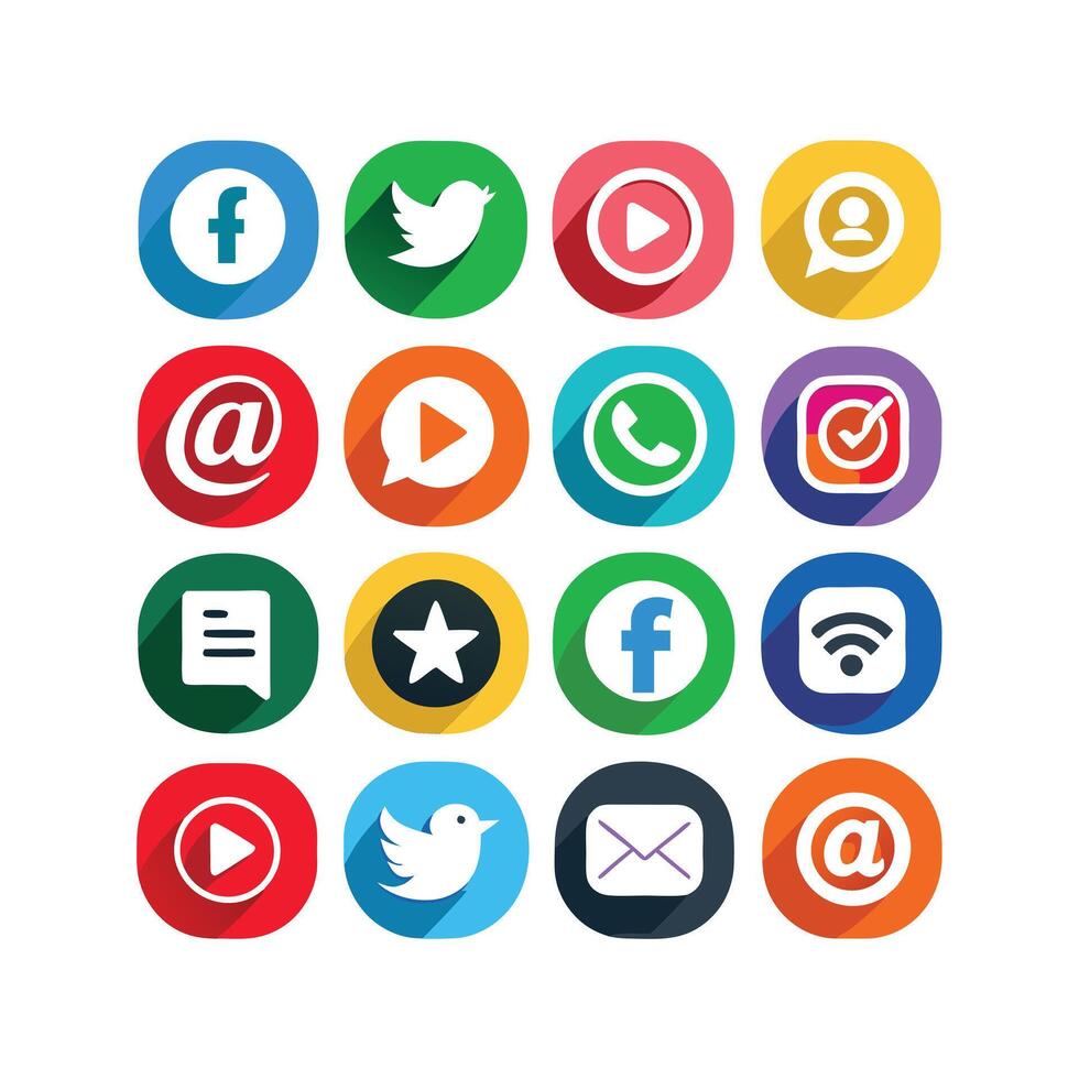 Social Media Icon Set Collection for websites and mobile applications. vector