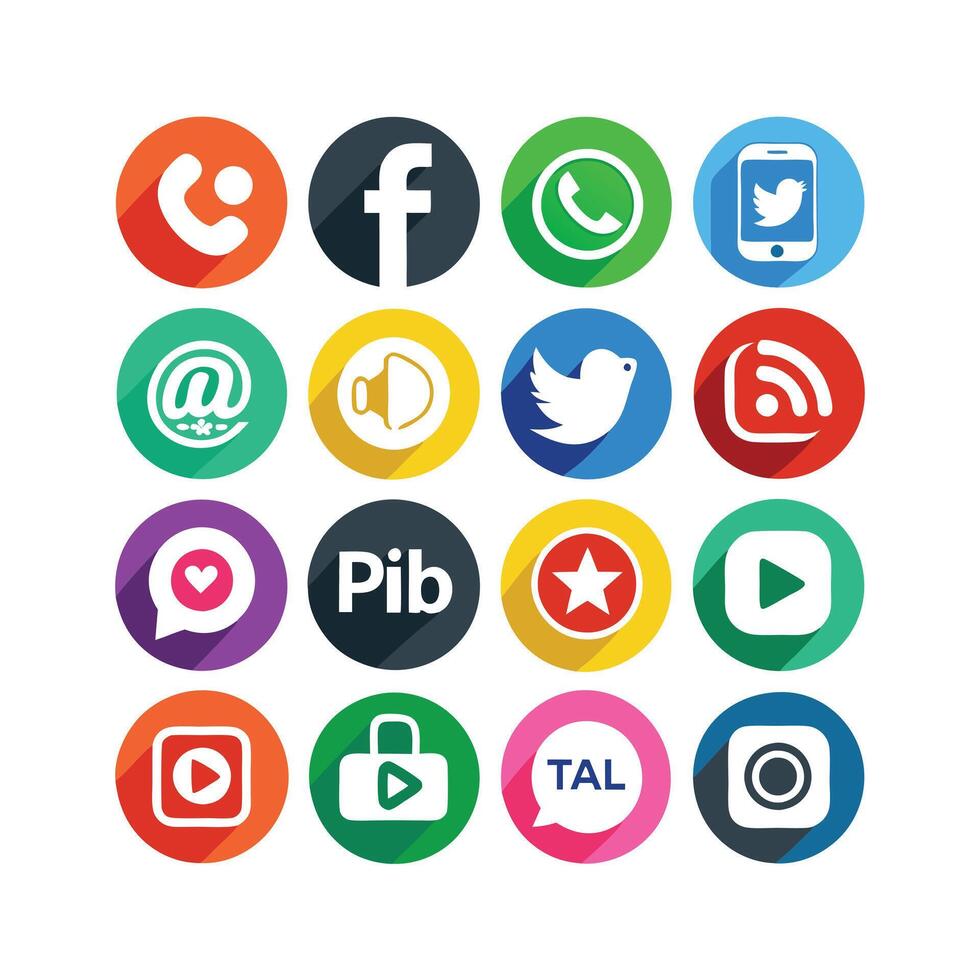 Social Media Icon Set Collection for websites and mobile applications. vector
