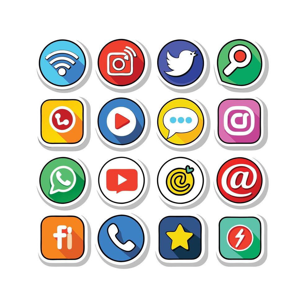 Social Media Icon Set Collection for websites and mobile applications. vector