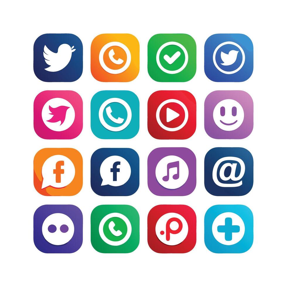 Social Media Icon Set Collection for websites and mobile applications. vector
