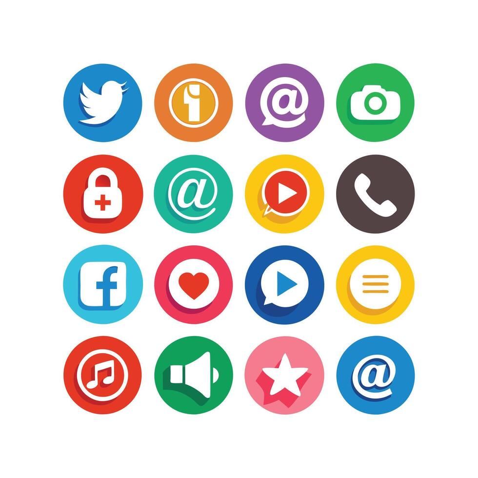 Social Media Icon Set Collection for websites and mobile applications. vector