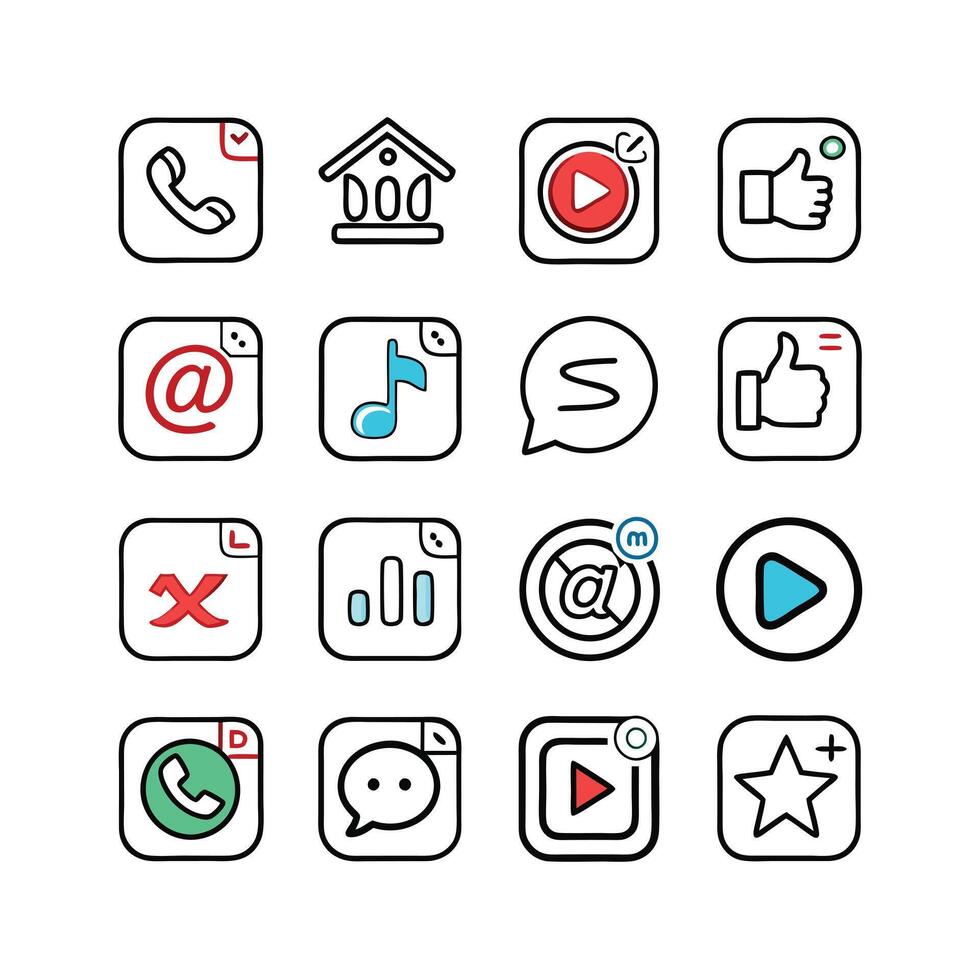 Social Media Icon Set Collection for websites and mobile applications. vector