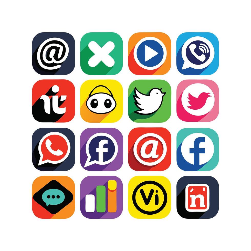 Social Media Icon Set Collection for websites and mobile applications. vector