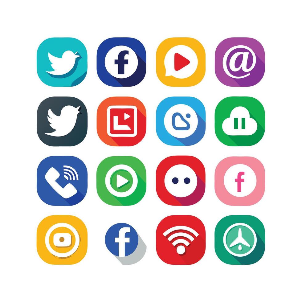 Social Media Icon Set Collection for websites and mobile applications. vector