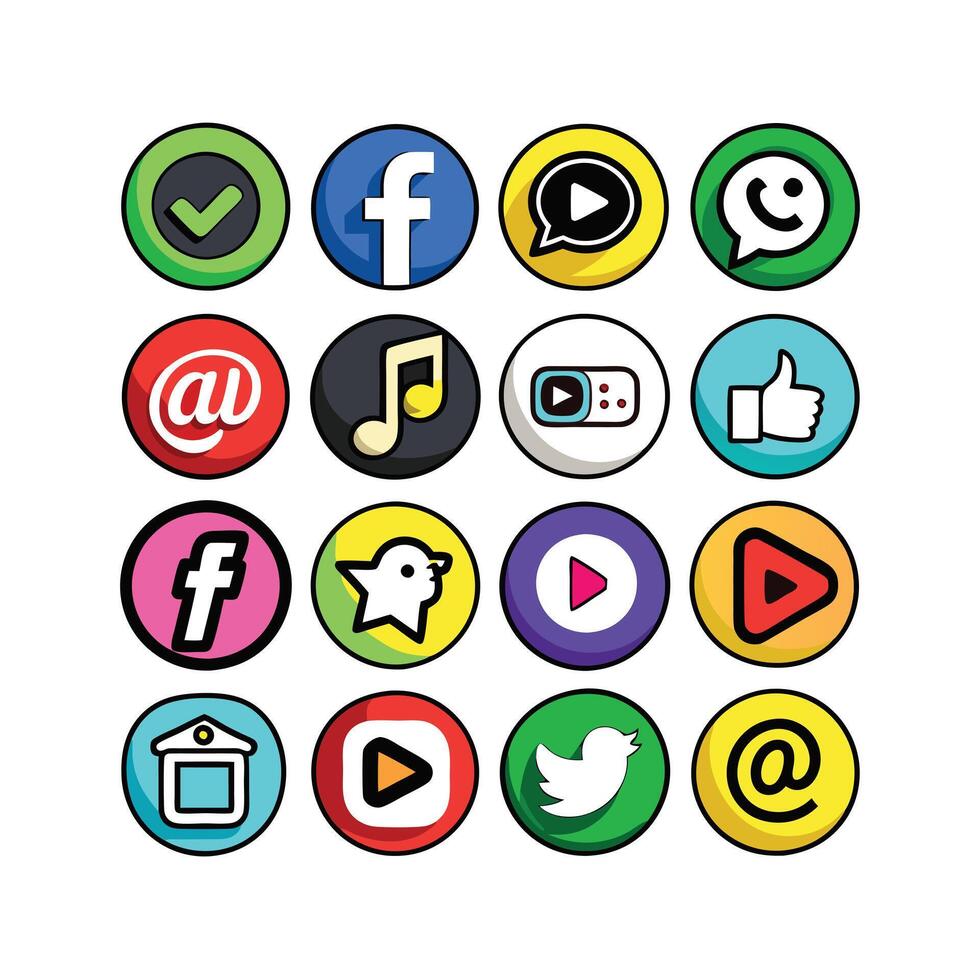 Social Media Icon Set Collection for websites and mobile applications. vector