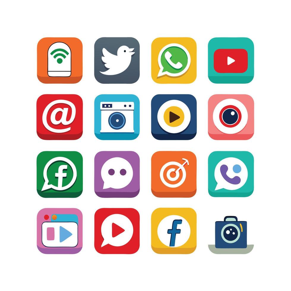 Social Media Icon Set Collection for websites and mobile applications. vector